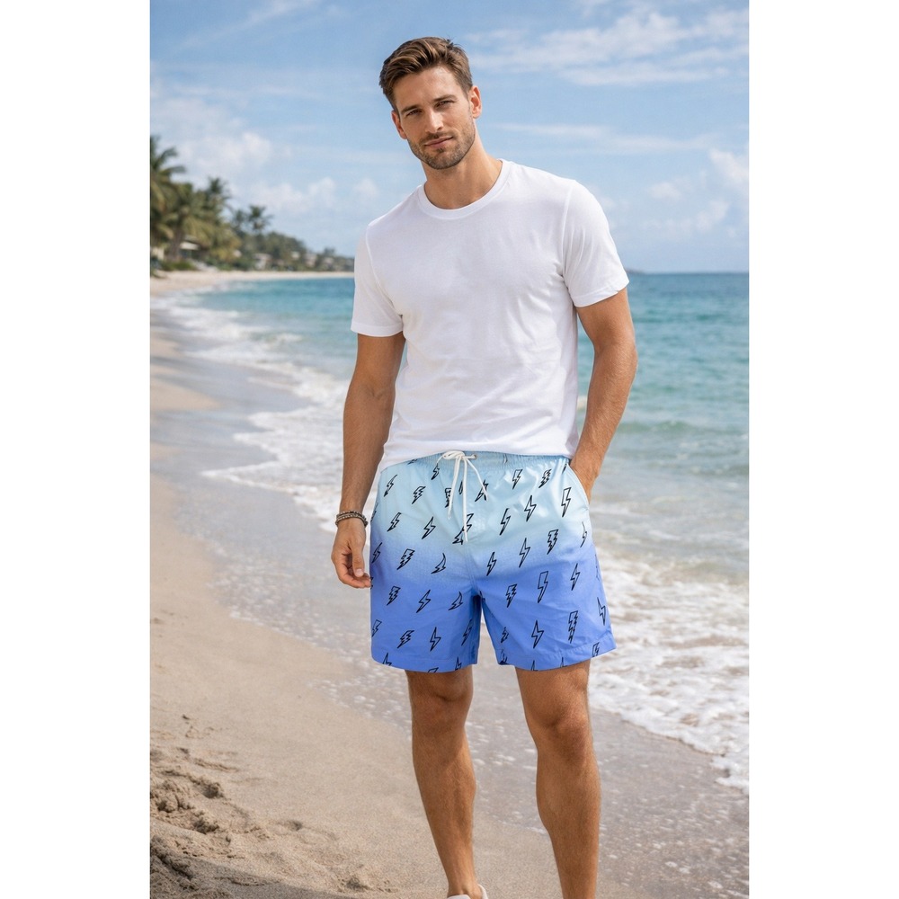 Trunks‎ Surf Swim Co Swimming Trunks Mens XL Blue Bolts Ombre S